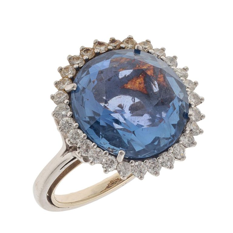Sapphire diamond platinum ring