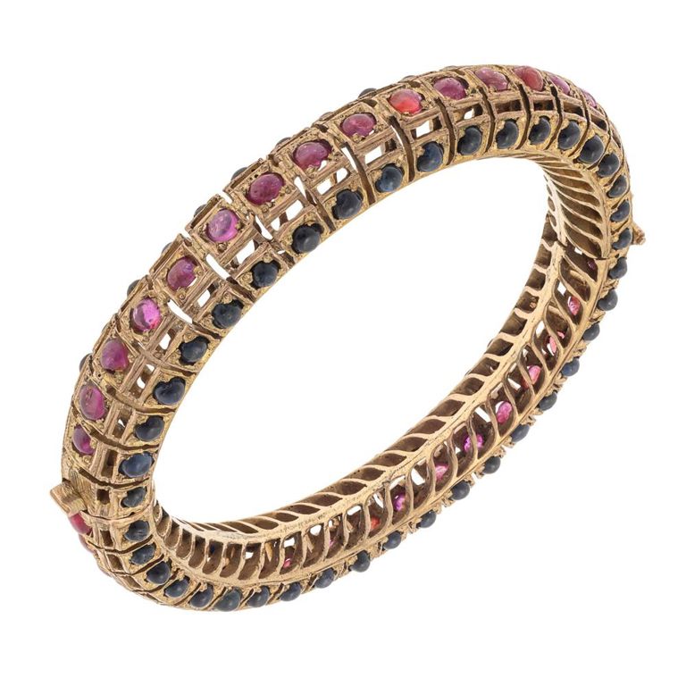Ruby sapphire vermeil bangle bracelet