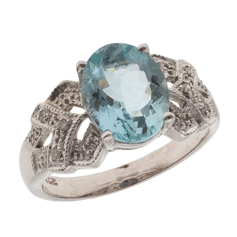 14k white gold aquamarine ring