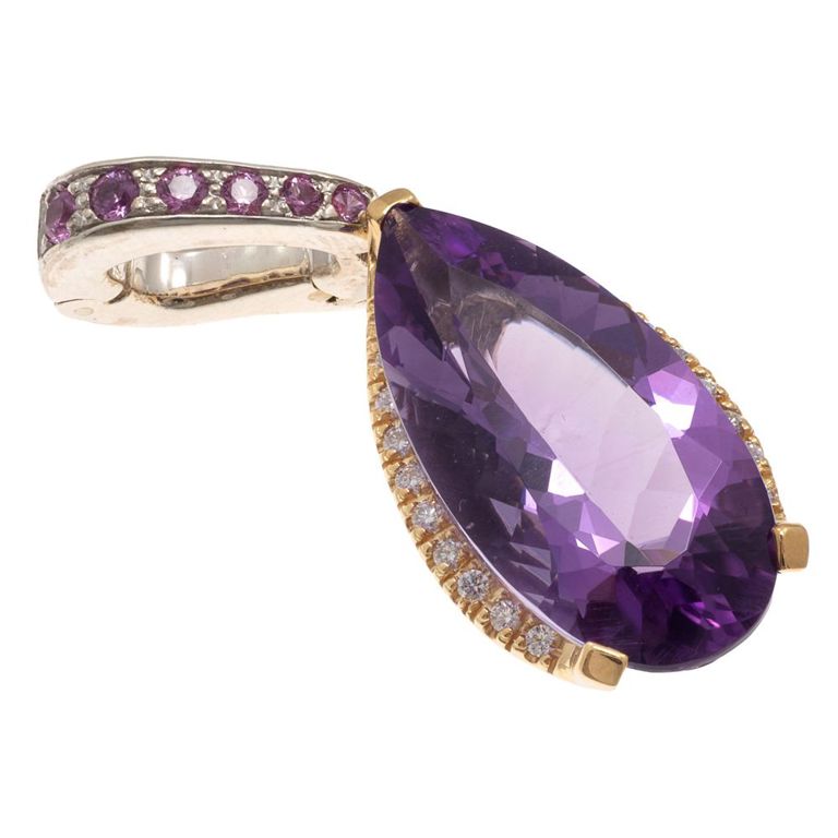 Amethyst diamond pink sapphire 18k pendant