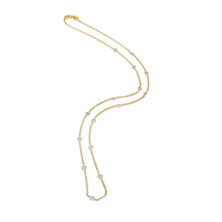 Diamond 18k yellow gold station necklace