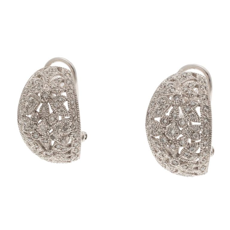 Diamond 14k white gold demi-hoop earrings