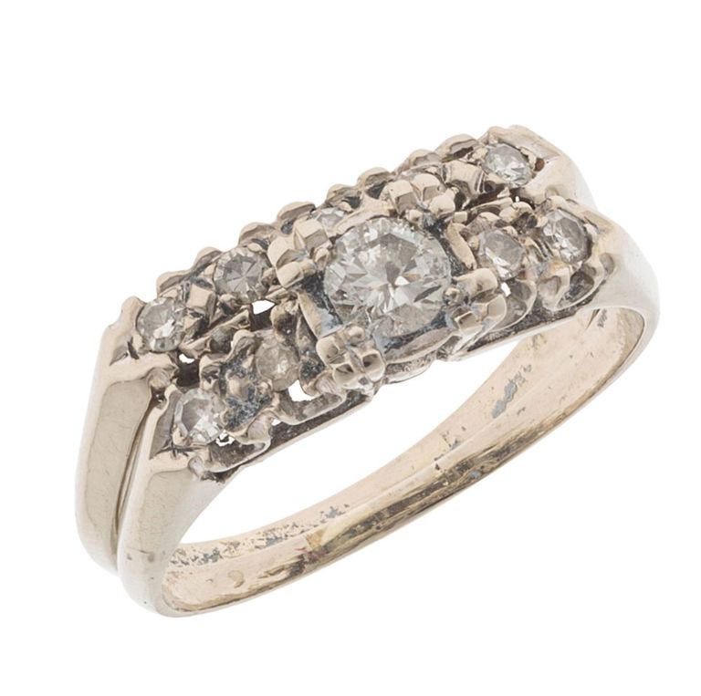 Diamond 14k white gold wedding set