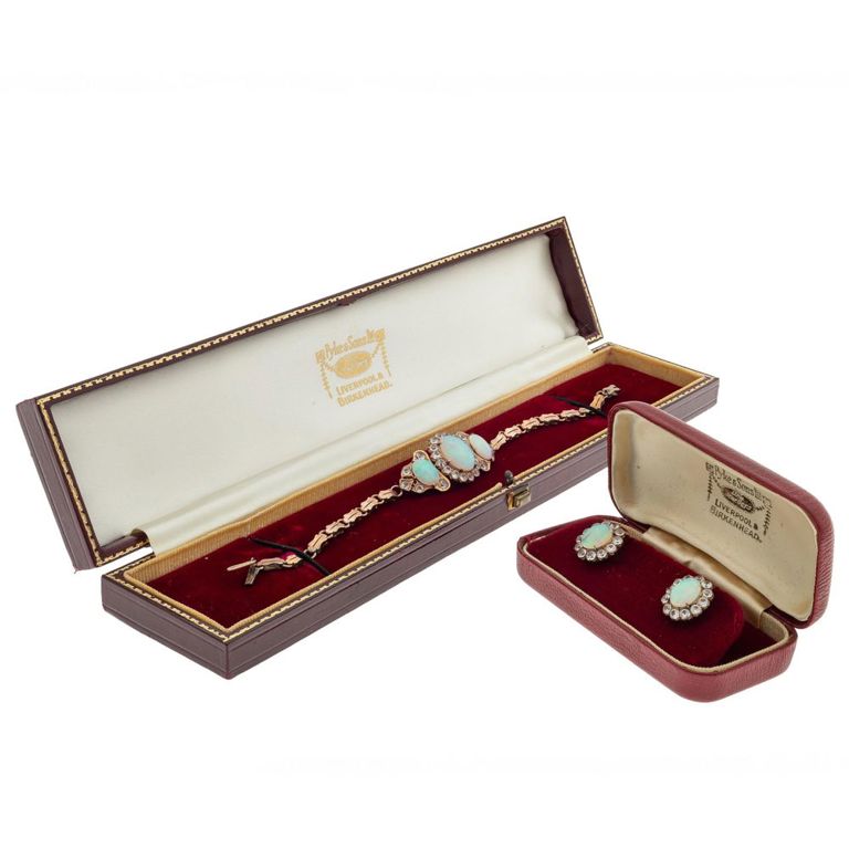 9k rose gold opal jewelry suite