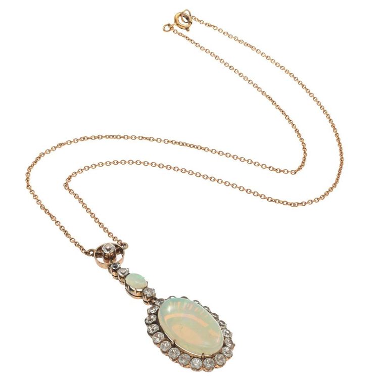 9k rose gold opal necklace