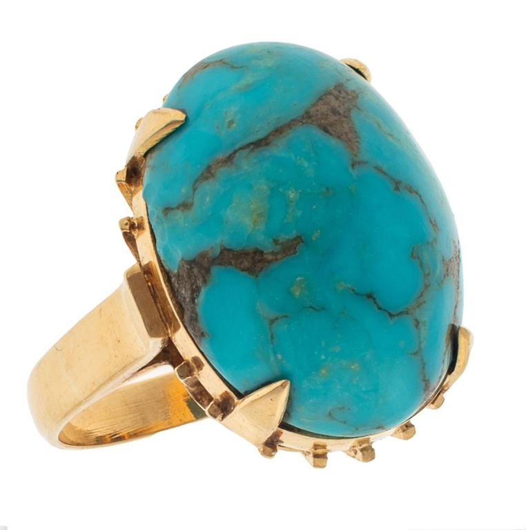18k yellow gold turquoise ring