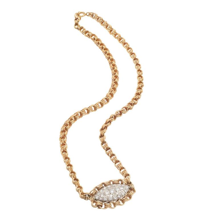 Victorian 14k yellow gold diamond necklace