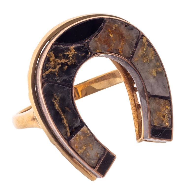 14k gold-in-quartz horseshoe ring