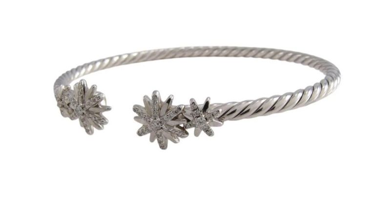 Sterling silver diamond starburst bracelet