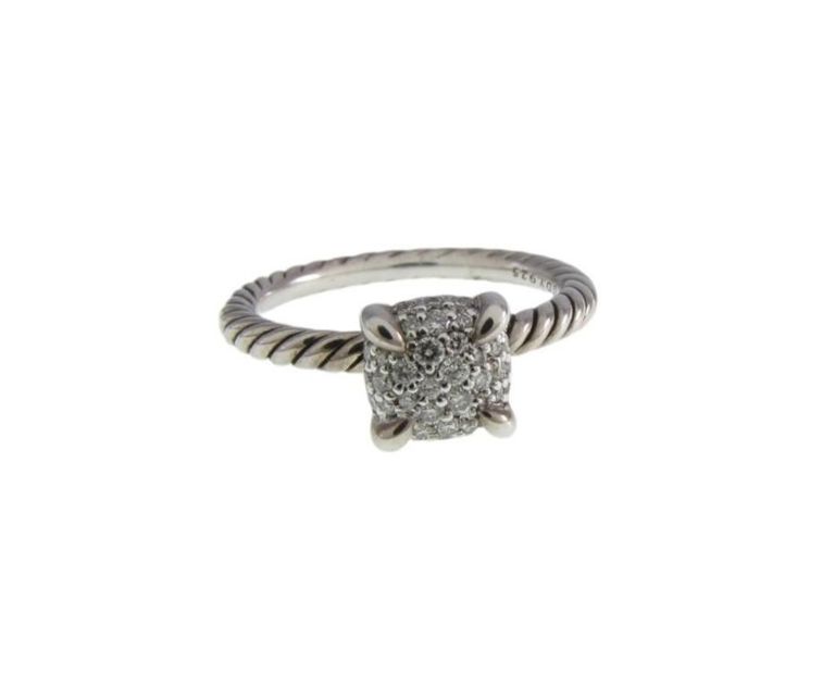 Sterling silver diamond ring