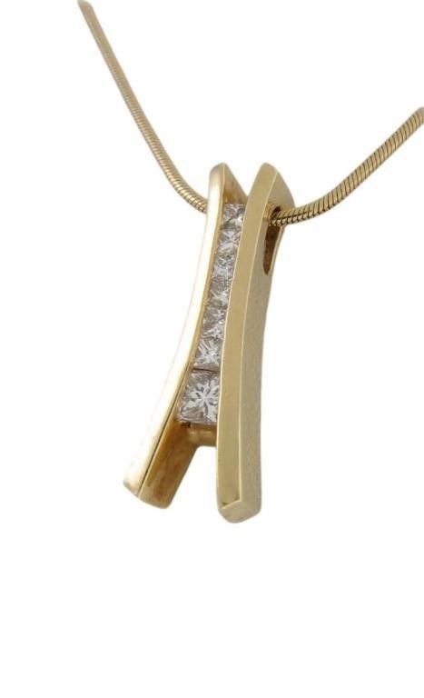 14k yellow gold diamond pendant necklace