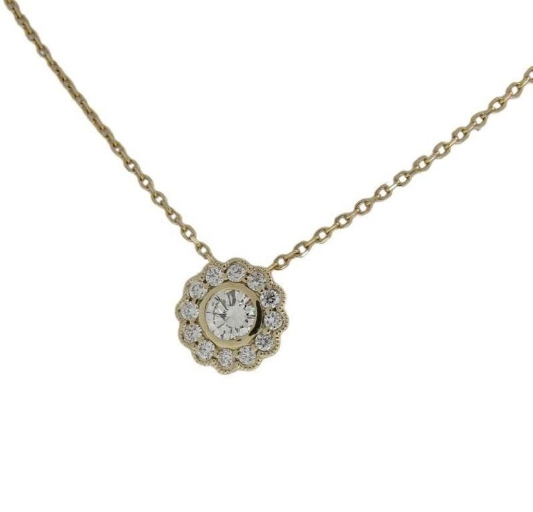 14k yellow gold diamond pendant necklace