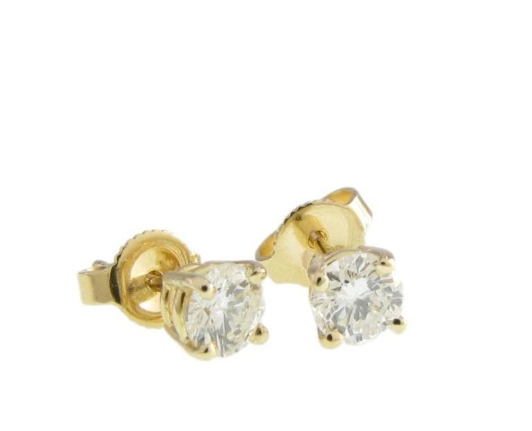 14k yellow gold diamond stud earrings