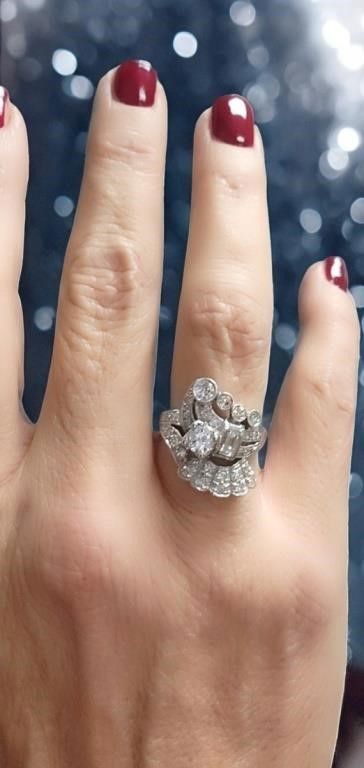 Platinum diamond statement ring