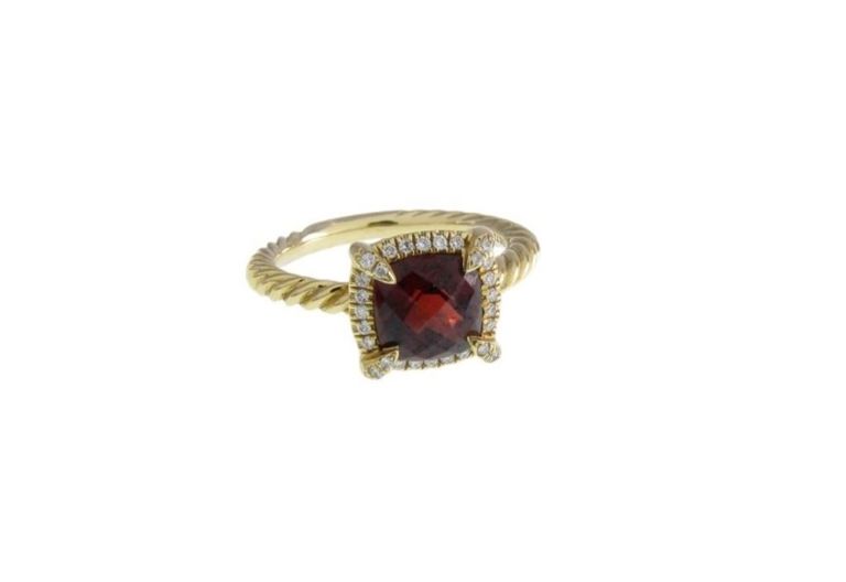 18k yellow gold garnet ring