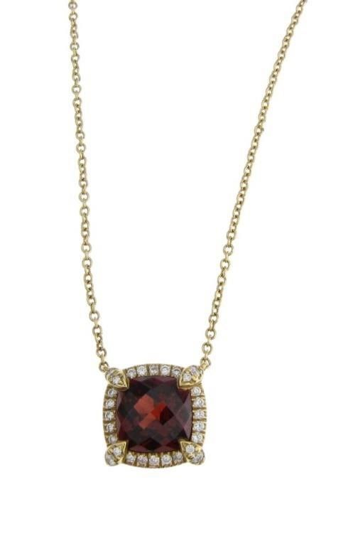 18k yellow gold garnet pendant necklace