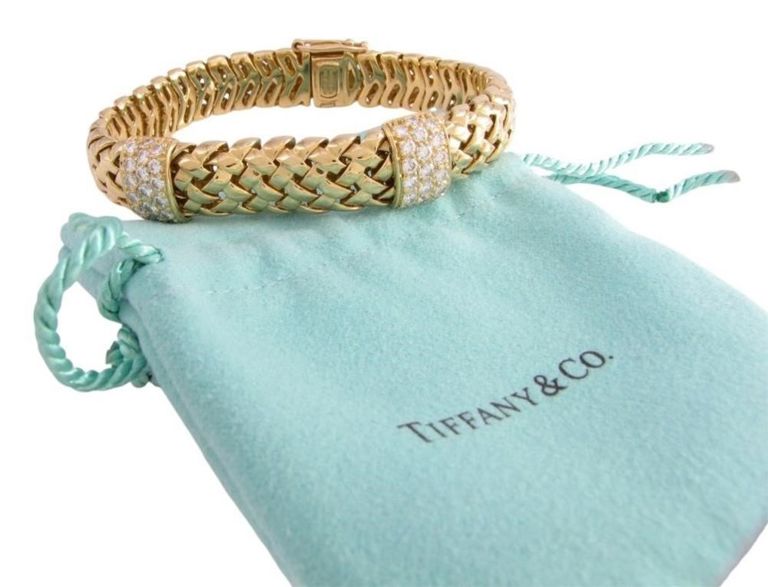 18k yellow gold diamond mesh bracelet