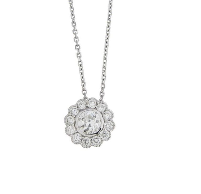 14k white gold diamond pendant necklace