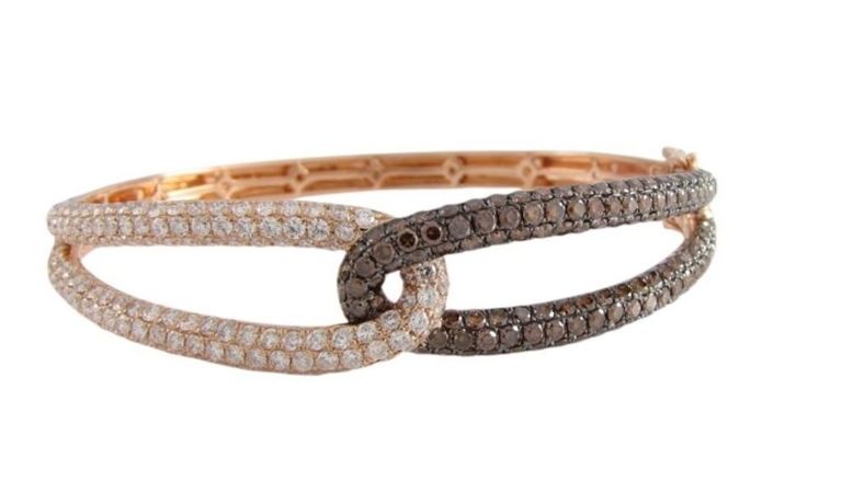 14k rose gold diamond bangle bracelet