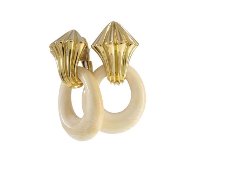 18k yellow gold vintage clip earrings