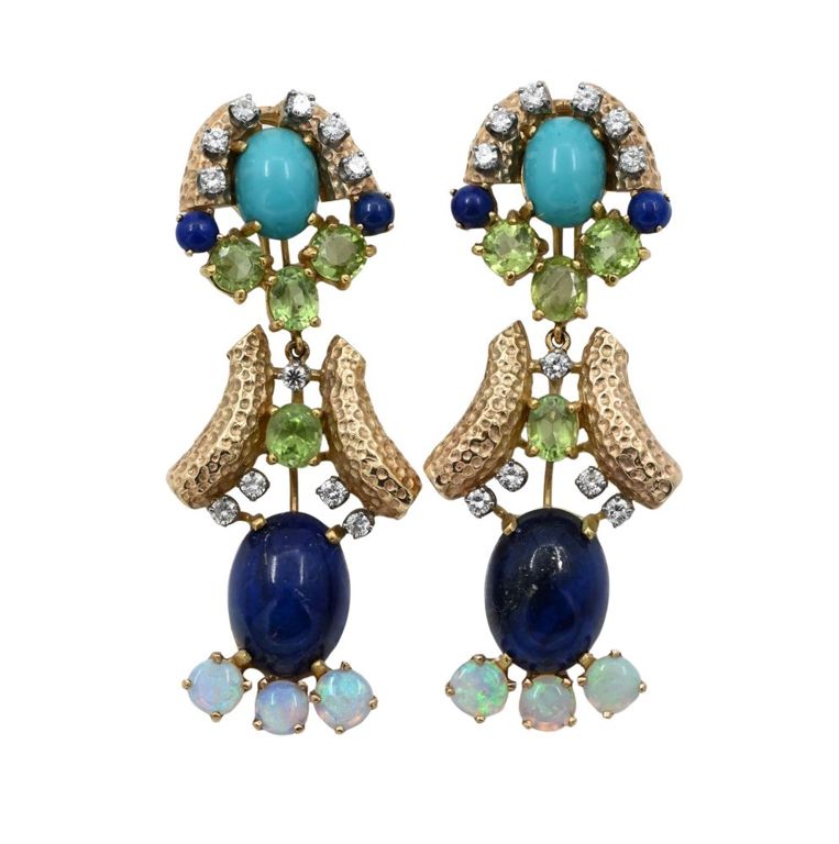 14k yellow gold gemstone earrings