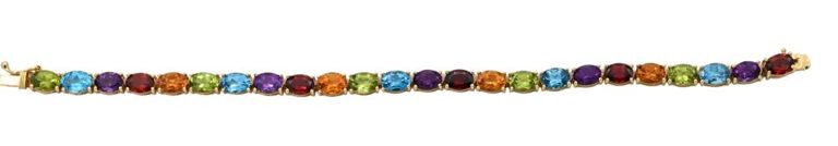 18k yellow gold garnet, amethyst, topaz, peridot, and citrine bracelet