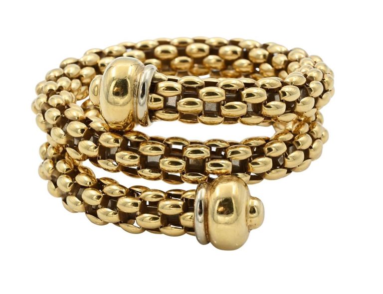 18k yellow gold flexible wrap bracelet