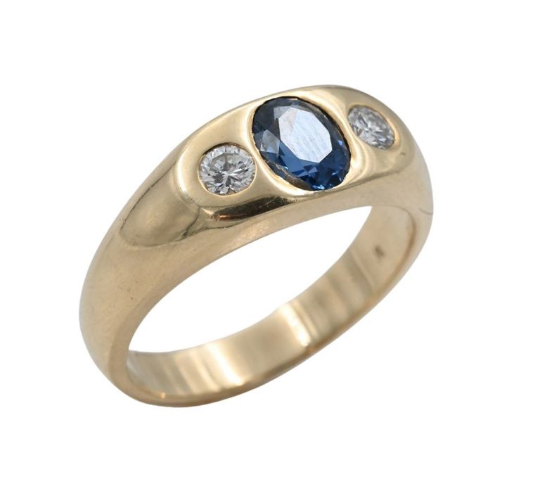 14k yellow gold sapphire and diamond ring