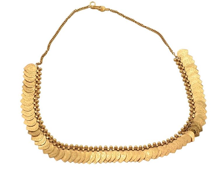 14k yellow gold leaf scale necklace