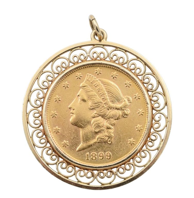 14k yellow gold coin pendant
