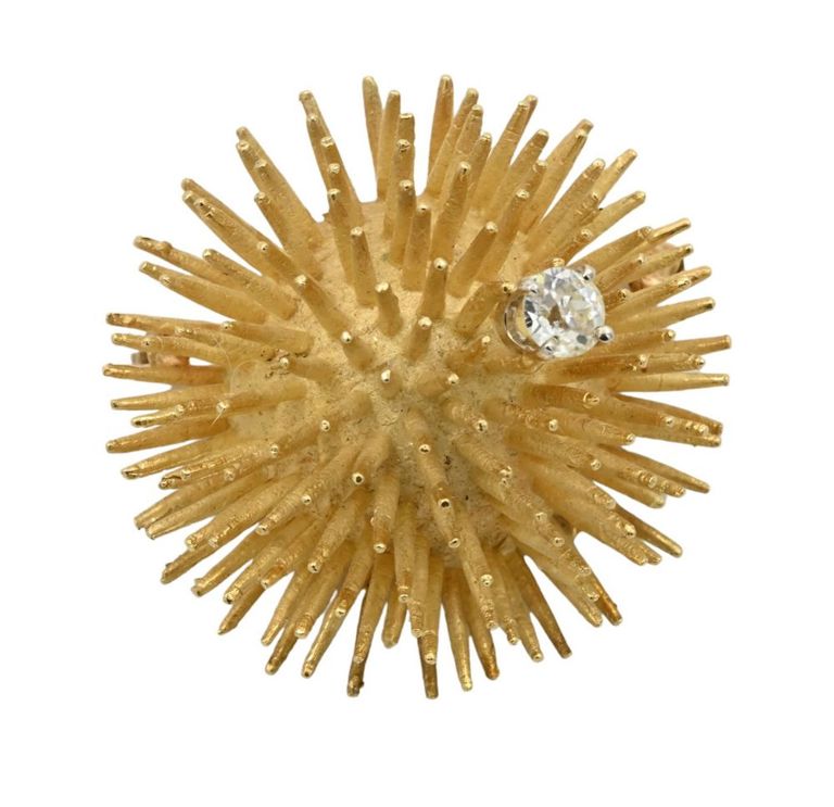 18k yellow gold diamond sea urchin brooch
