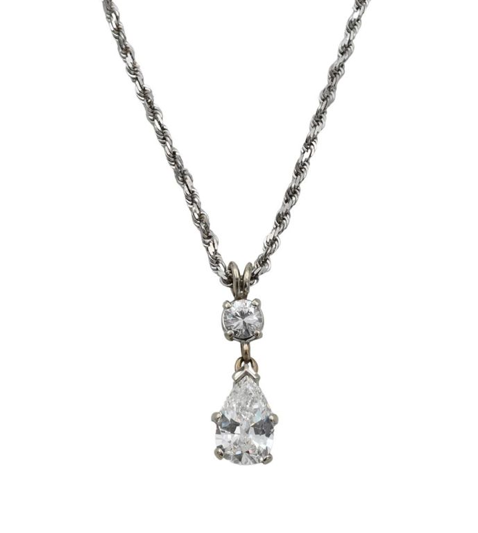 14k white gold necklace with diamond pendant