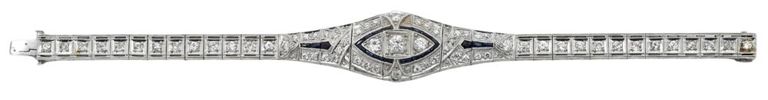 18k white gold diamond and sapphire bracelet