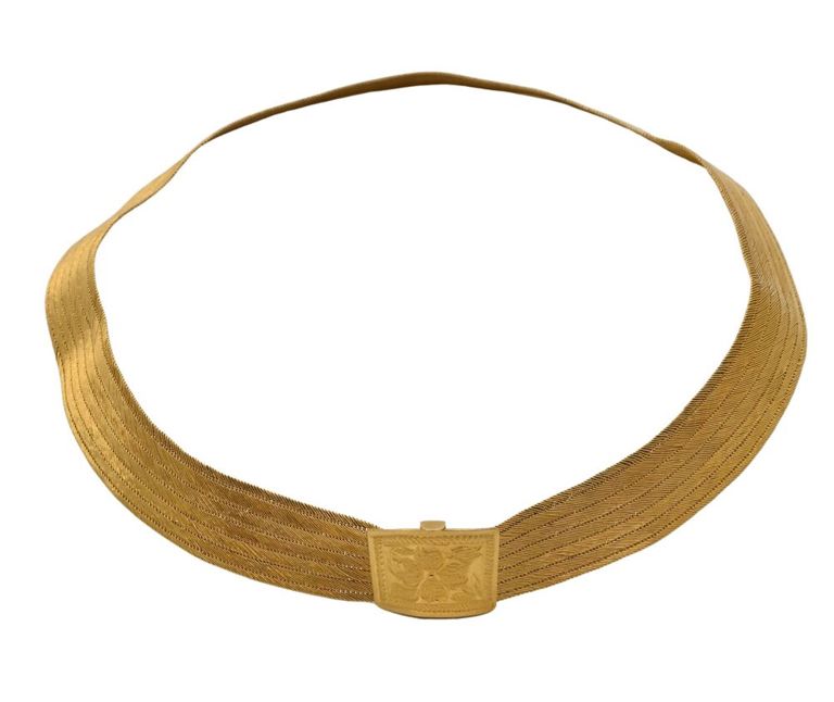 22k yellow gold flat woven necklace