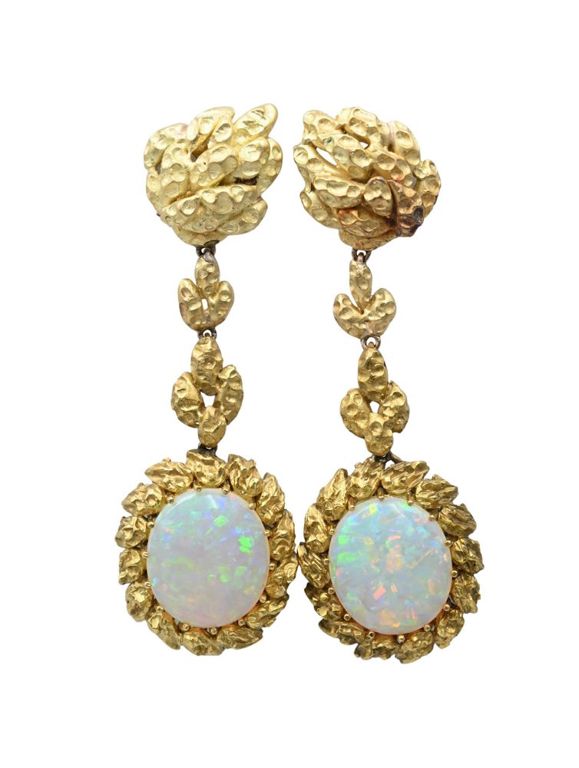 18k yellow gold opal drop earrings