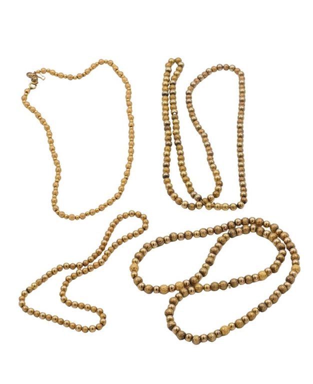 Four 14k gold bead necklaces