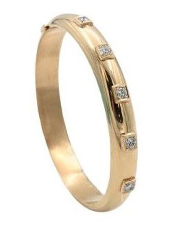 14k yellow gold diamond hinged bracelet