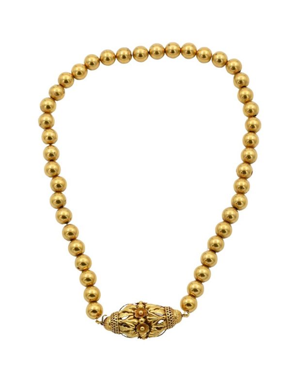 14k yellow gold bead necklace