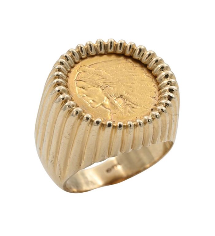 14k yellow gold coin ring