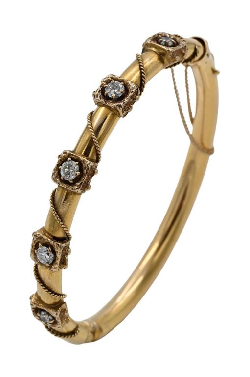 14k yellow gold diamond bangle bracelet