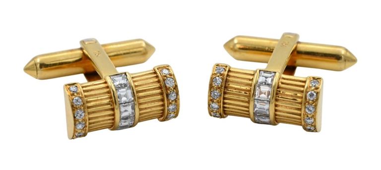 18k yellow gold diamond cufflinks
