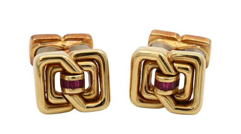 18k yellow gold ruby cufflinks