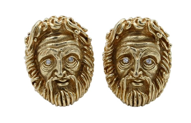 14k yellow gold diamond cufflinks