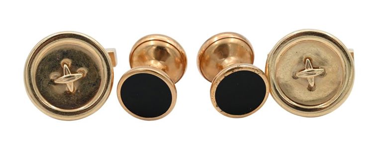 Two pairs of 14k yellow gold cufflinks