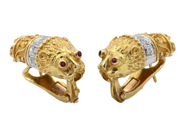 18k yellow and white gold diamond earrings