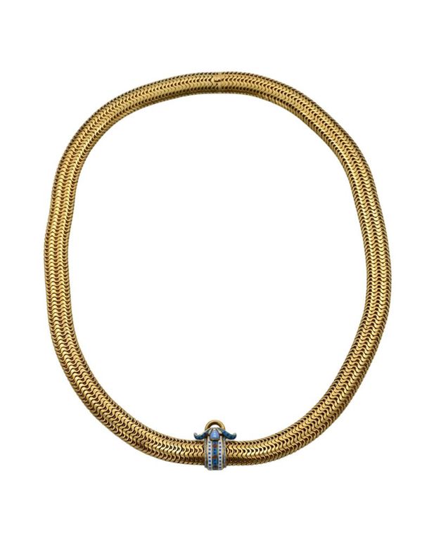14k yellow gold and enamel necklace