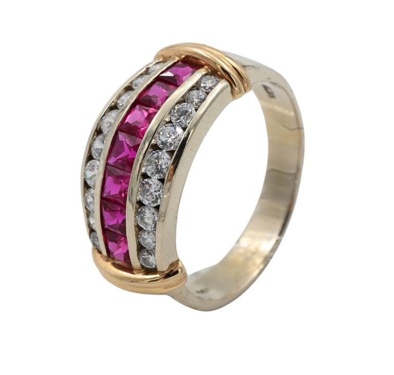 14k yellow gold ruby and diamond ring