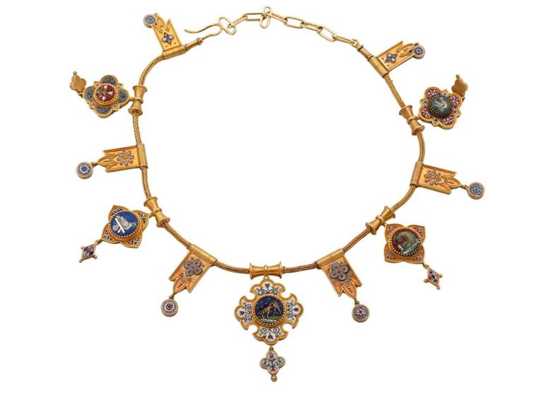 18k yellow gold micro-mosaic necklace