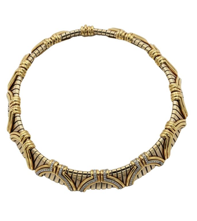 18k yellow gold diamond choker necklace
