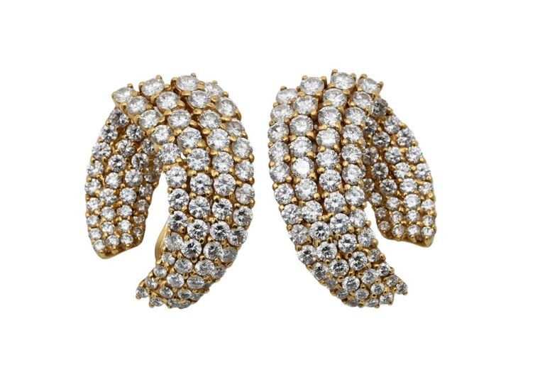 18k yellow gold diamond ribbon earrings